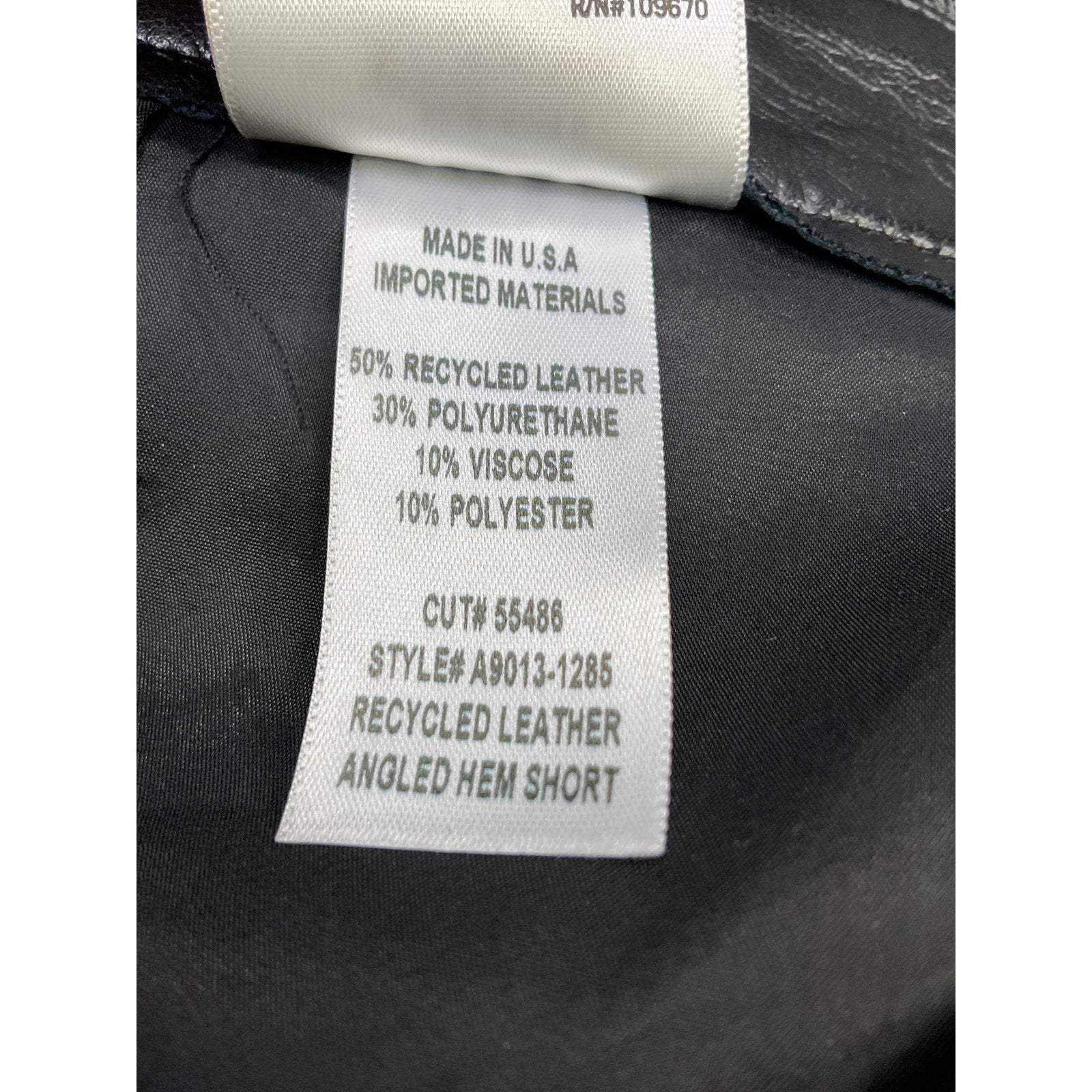 Agolde Black Recycled Leather Angled Hem Short Size 26