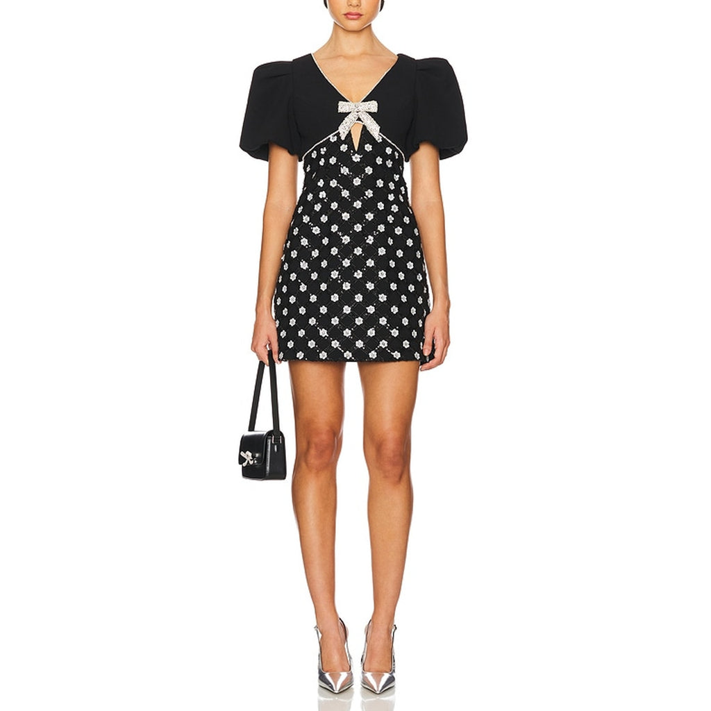 Rebecca Vallance X Nicky Hilton 'Alivia' Black Polyester Short Sleeve Mini Dress Size 4