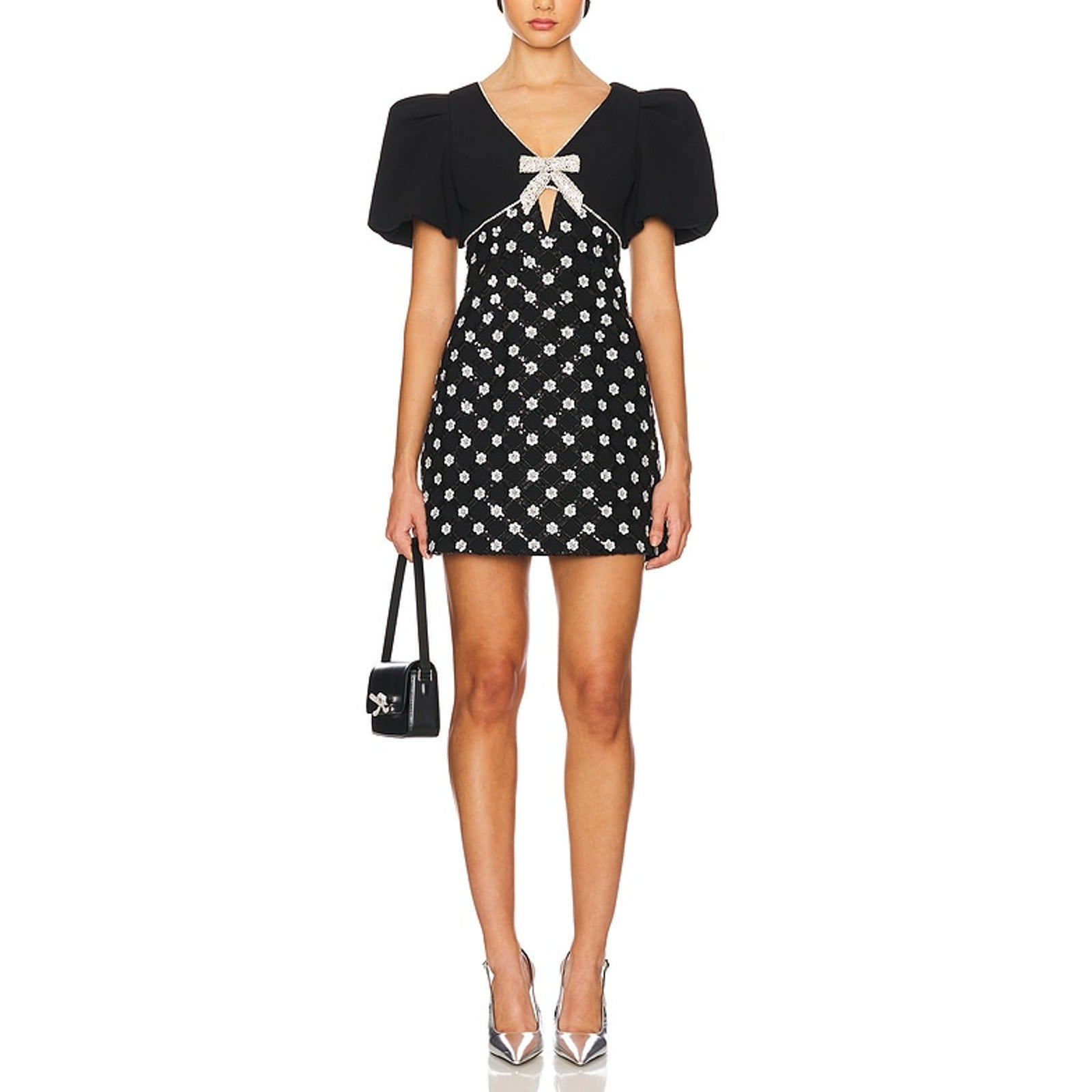 Rebecca Vallance X Nicky Hilton 'Alivia' Black Polyester Short Sleeve Mini Dress Size 4