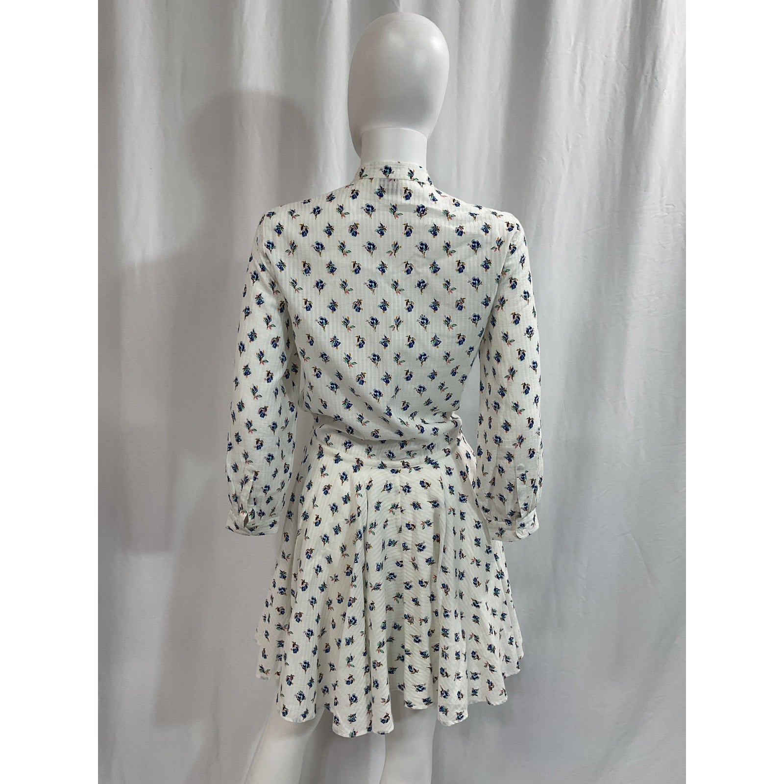 Zadig & Voltaire 'Ranil' White Floral A Line Long Sleeve Mini Dress Size S