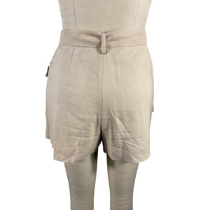 Maje Asymmetric Linen Blend Beige Cargo Shorts Size 4 US / 36 EU