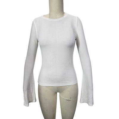 Frame Ribbed Off White Long Sleeve Size X-Small Top