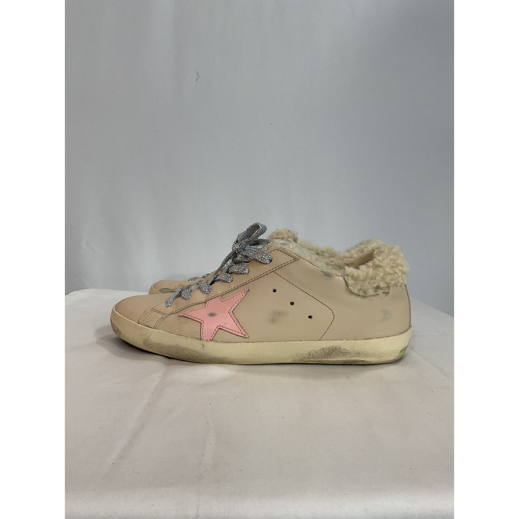 Golden Goose Tan Exclusive To Mytheresa � Superstar Shearling-Lined White Leather Sneakers Size 9