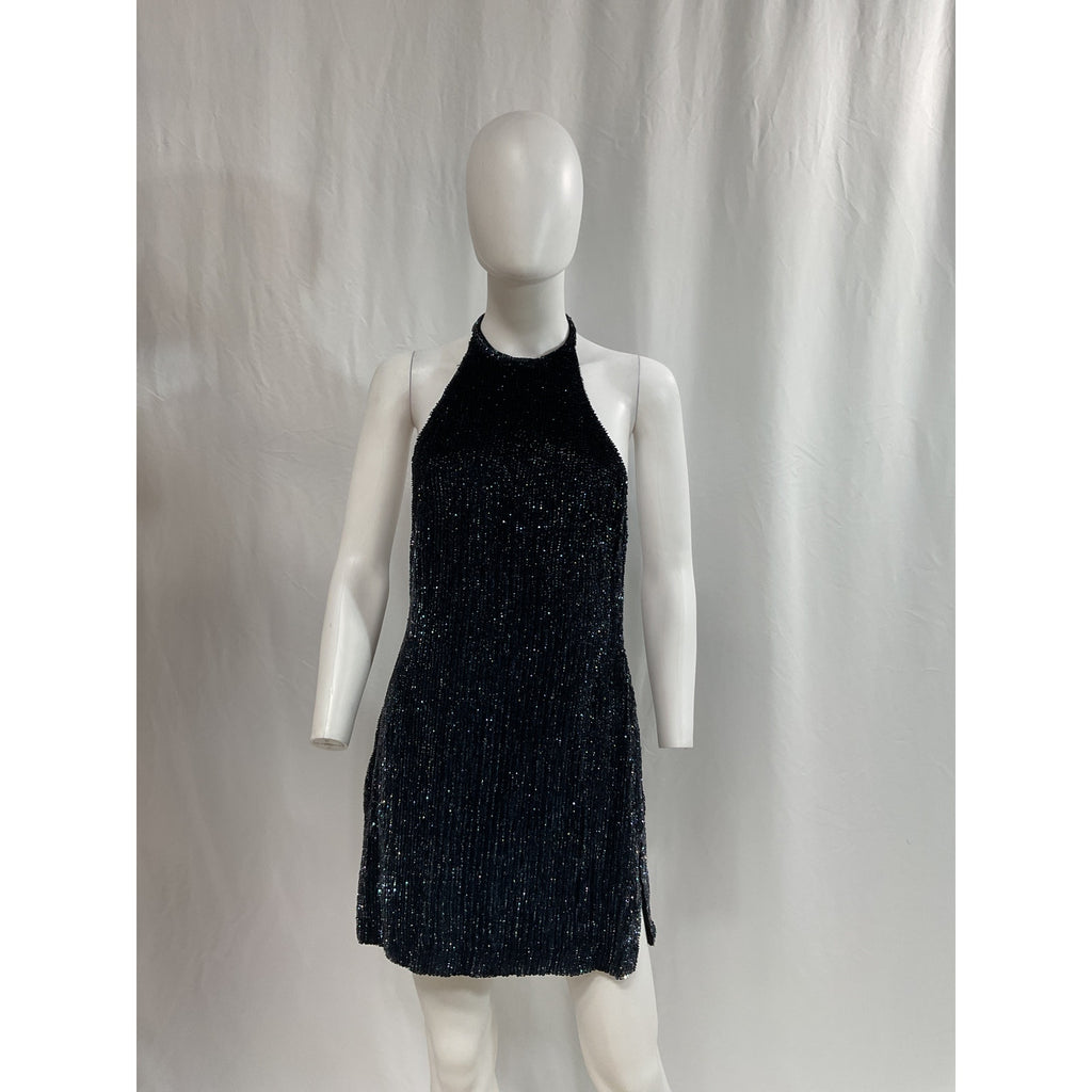 Retrofete 'Alexis' Black Halterneck Sequin Dress Size S - NWT