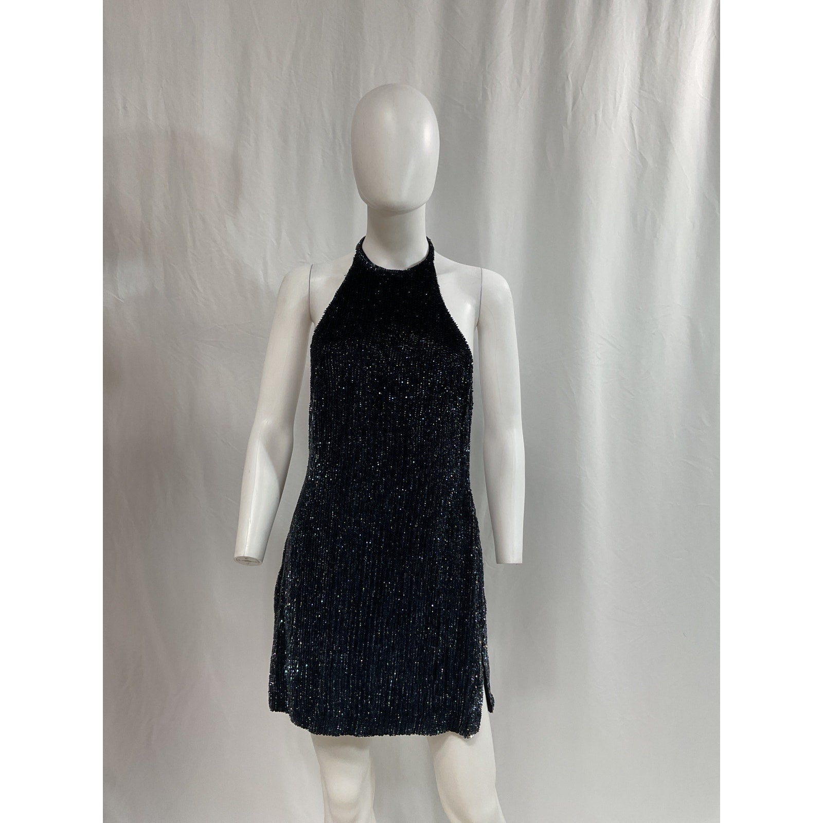 Retrofete 'Alexis' Black Halterneck Sequin Dress Size S - NWT