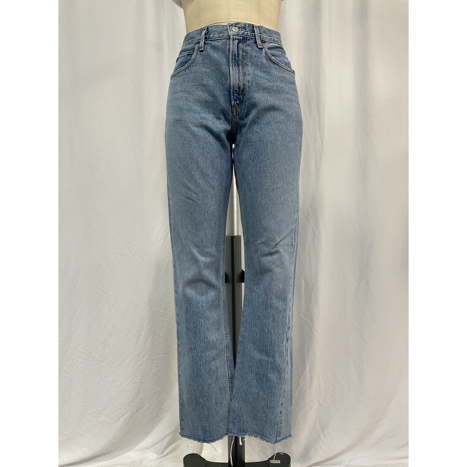 Agolde 'Cherie' Blue Cotton High Rise Straight Jean Size 28