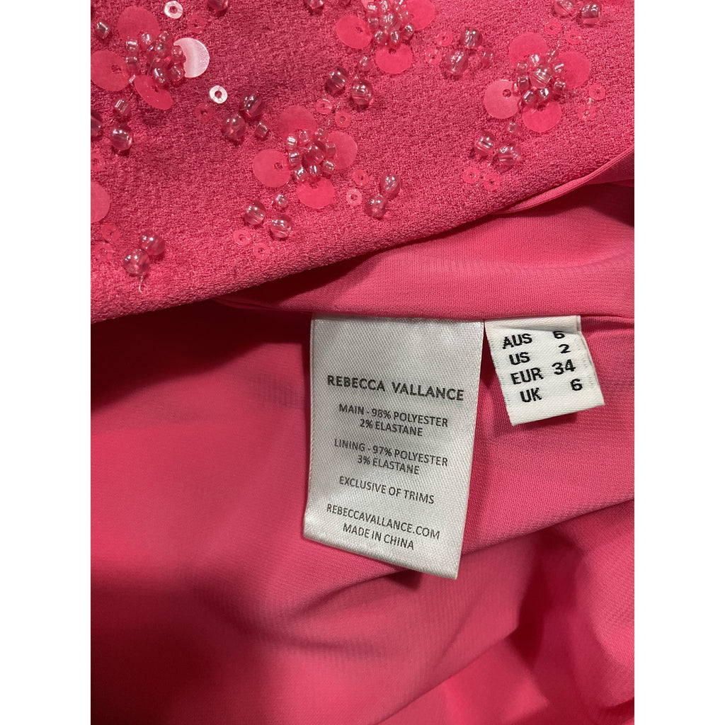 Rebecca Vallance 'Marie' Pink Sequin Detail Long Sleeve Dress Size 4