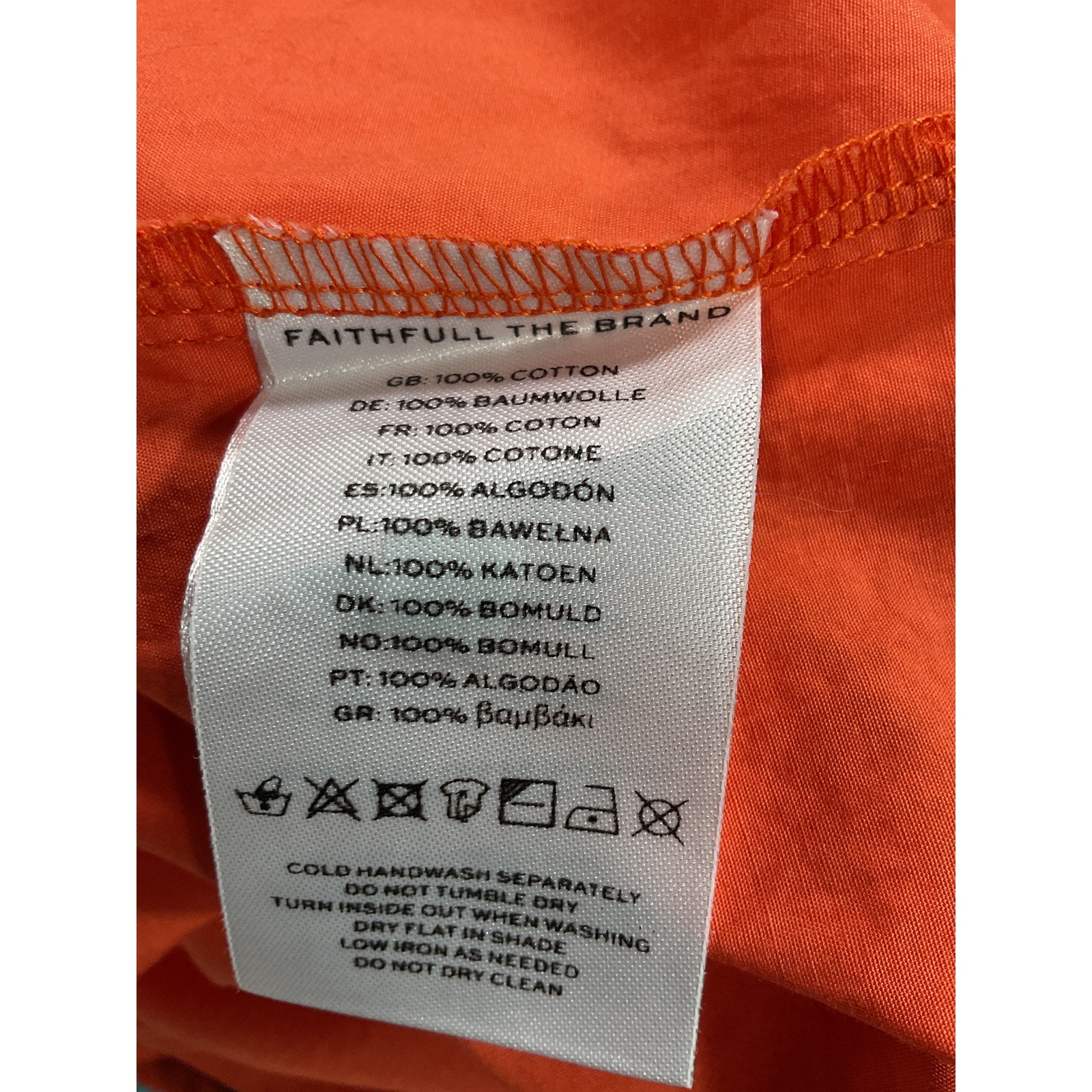 Faithfull The Brand Orange 'La Ora' One Shoulder Poplin Midi Dress Size XS