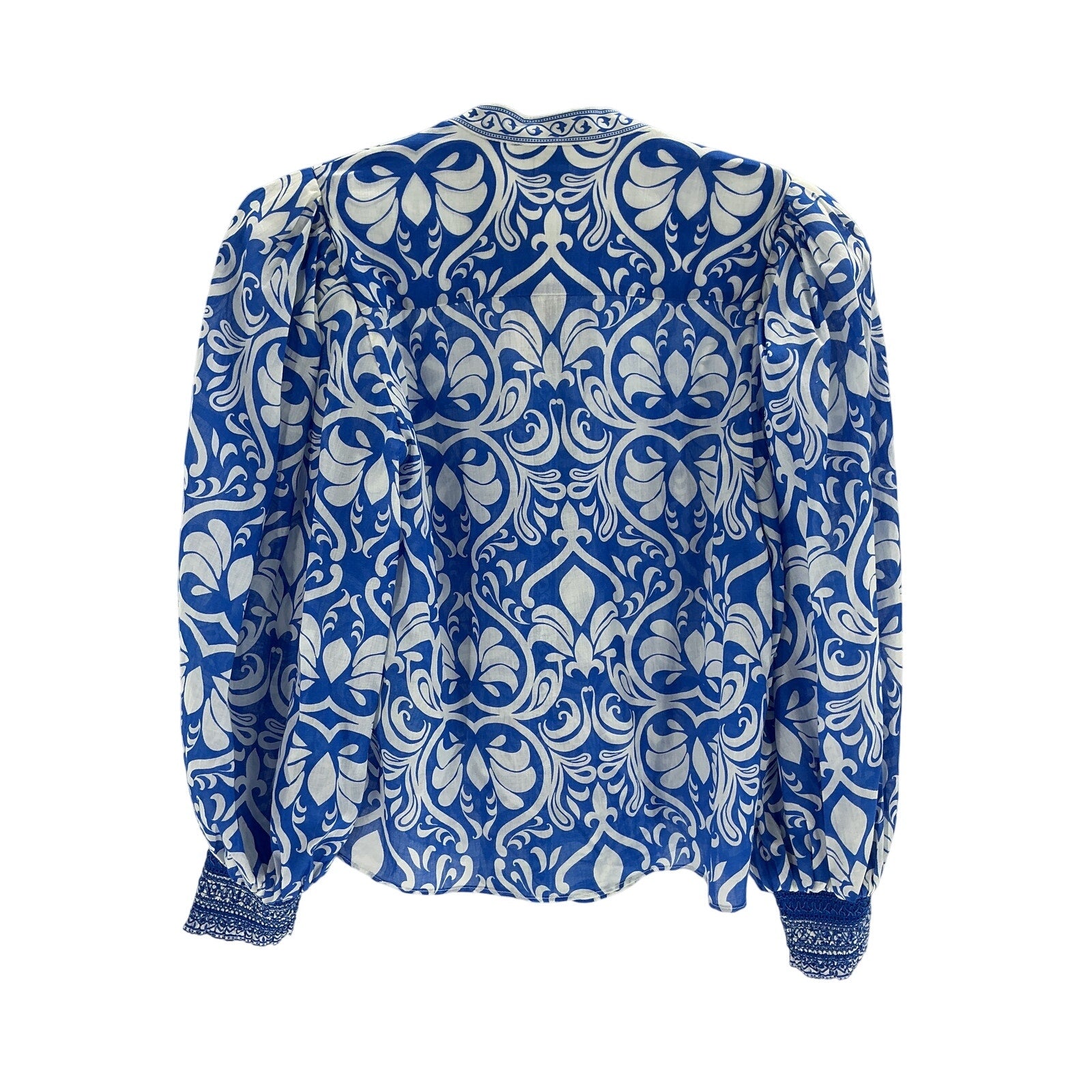 Alice + Olive April Blue Cotton Pleated Blouson-Sleeve Top Size XS