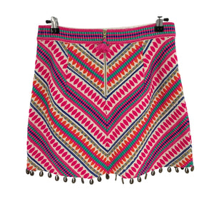 Saylor Vibrant Multicolor Puka Shell Trimmed Skirt Size S