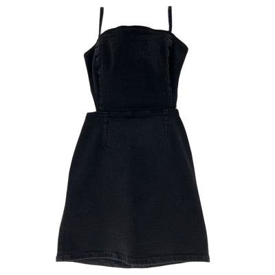 Reformation Chic Black Kate Tie Back Denim Mini Dress Size 6