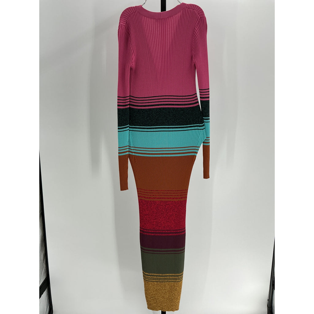Staud 'Shoko' Pink Striped Sweater Midi Dress Size S