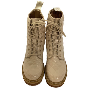 See By Chloé Quilted Light Pastel Pink Jodie Combat Boots Size EU 38/ US 8