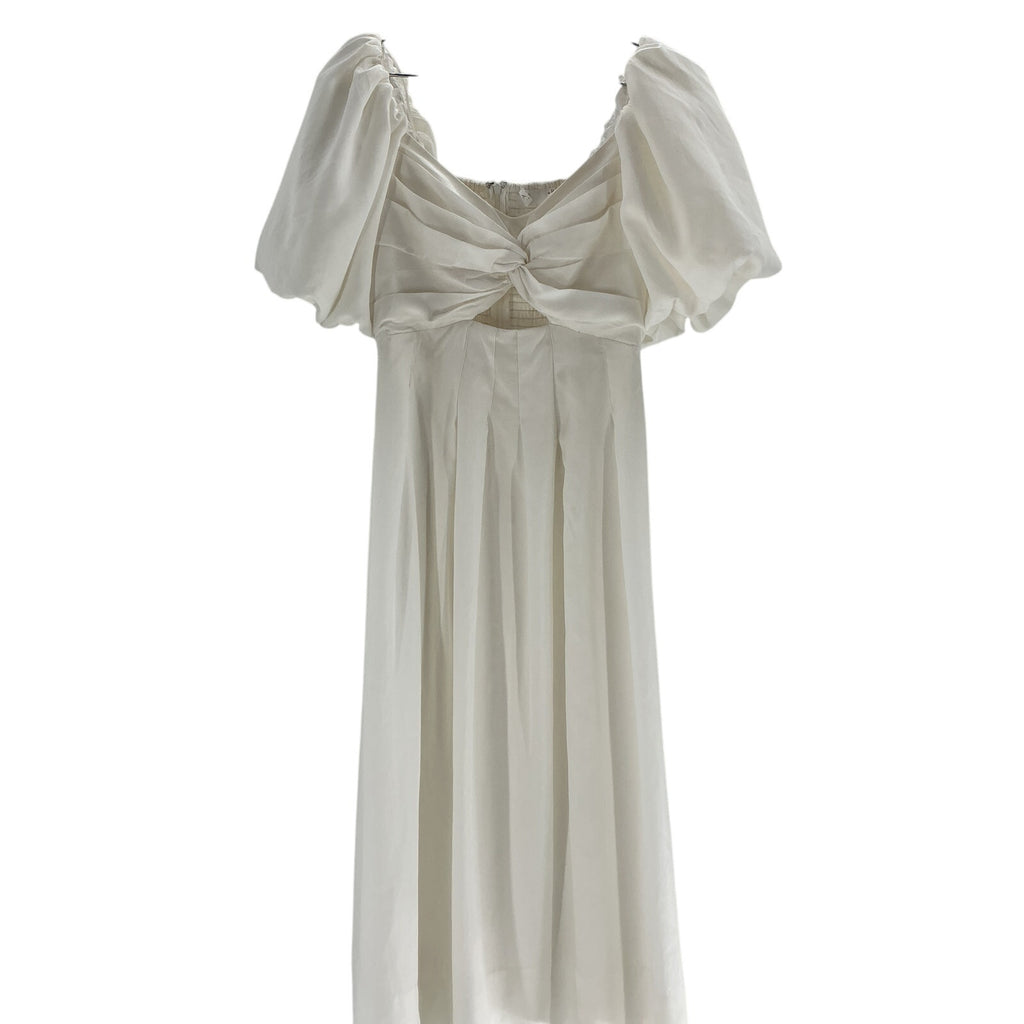 Astr The Label 'Serilda' White Puff Sleeve Midi Dress Size S