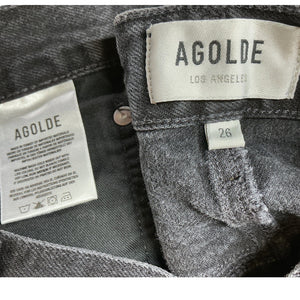 Agolde Frayed Black Parker Skirt Size 26