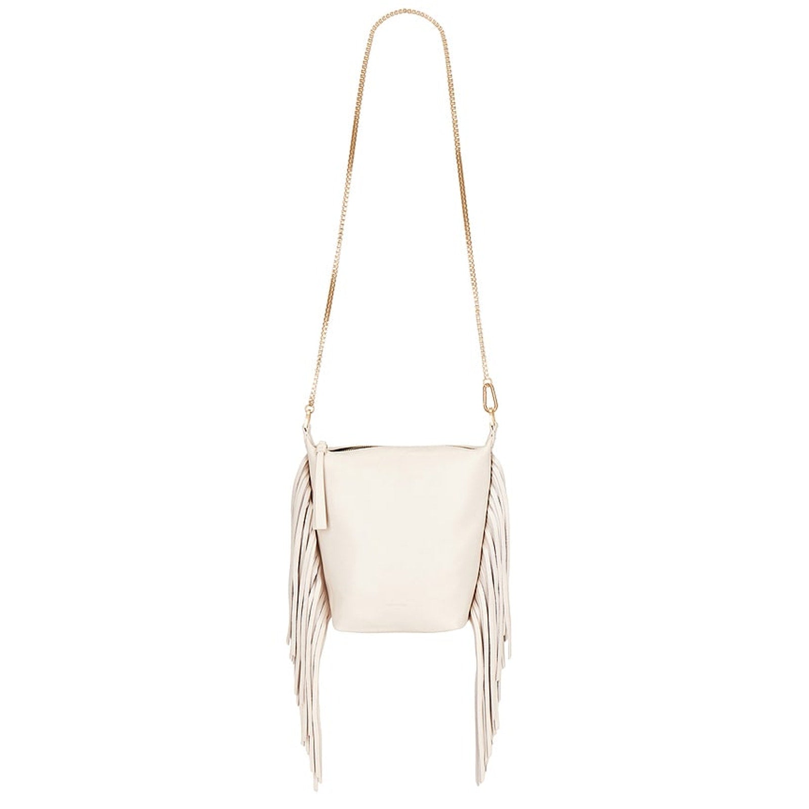 Allsaints 'Evaline' White Leather Fringe Crossbody Bag
