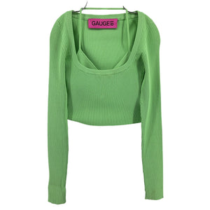Gauge81 Ribbed Pistachio Yukita Top Sweater Size XS