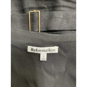 Reformation 'Aspen' Black Linen Top Size 2