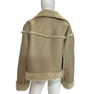 Astr The Label Faux Leather Ecru Luciana Jacket Size L