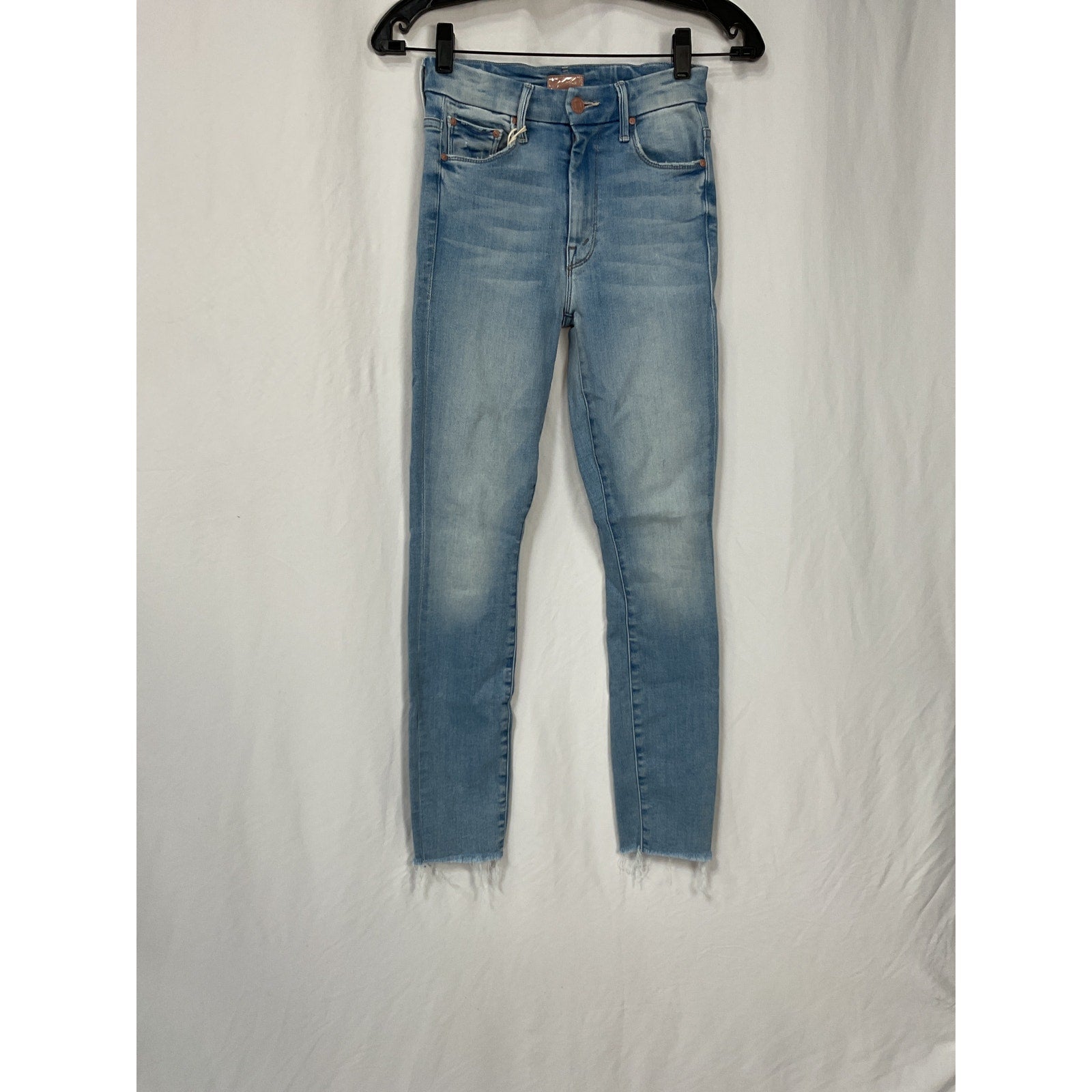 Mother High Waisted Blue Cotton Looker Ankle Fray Size 23