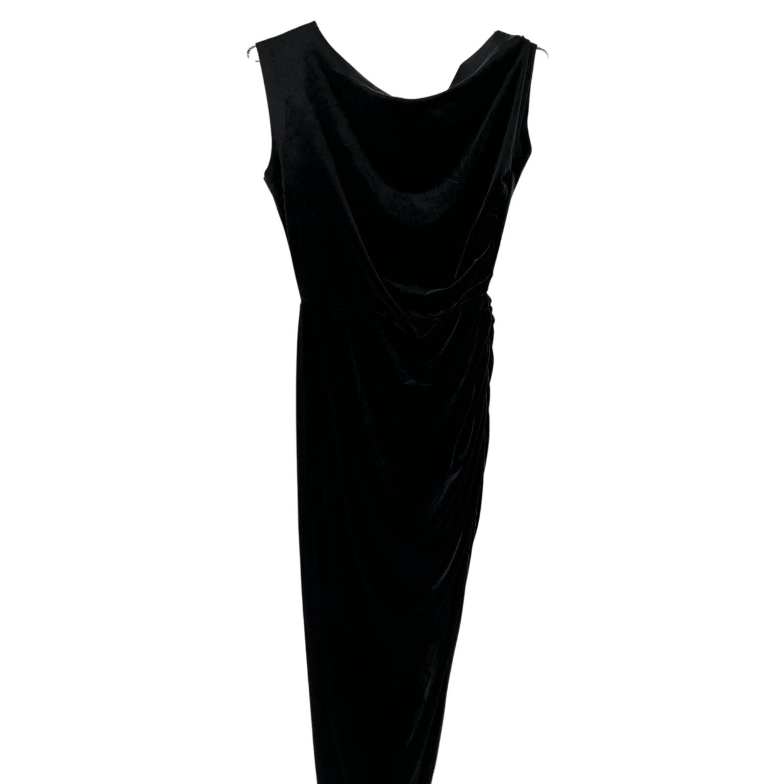 Norma Kamali Black Polyester Drop Shoulder Side Drape Gown Size S