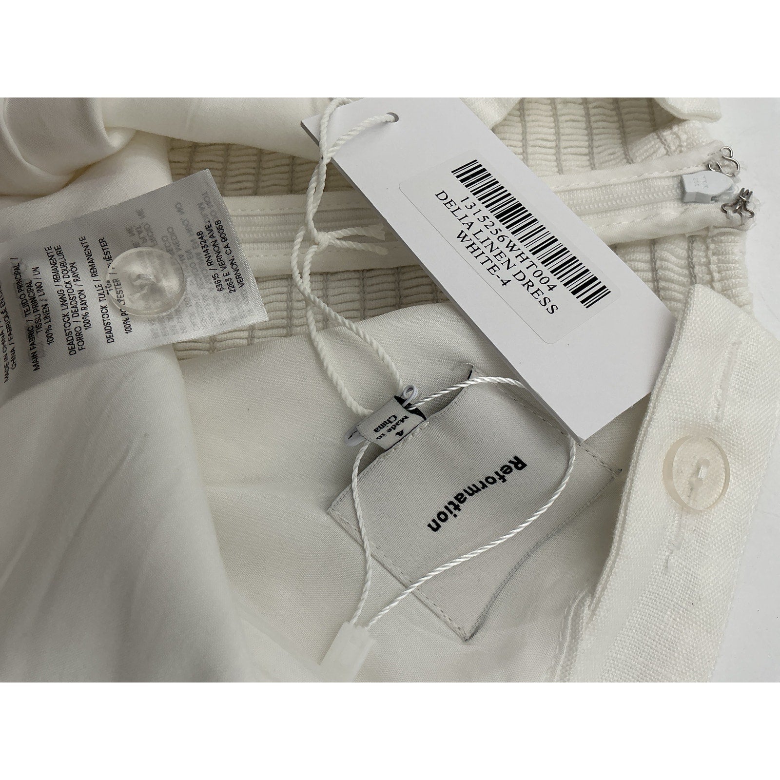 Reformation 'Delia' White Linen Dress Size 4