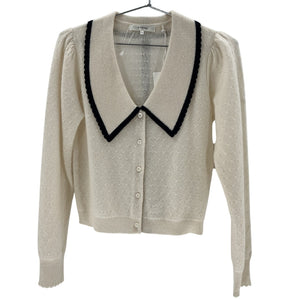 Frame Cashmere Beige Sailor Collar Cardigan Size M