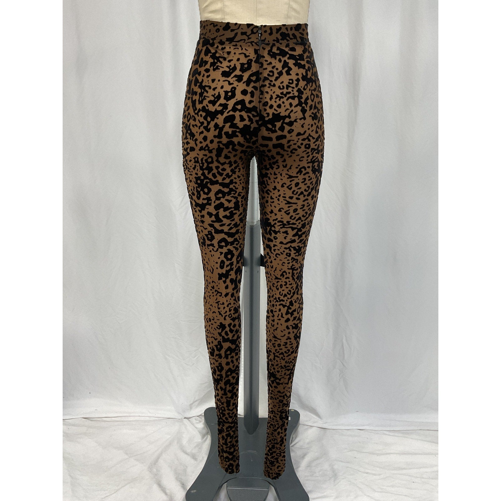 Alex Perry Leopard Burnout Brown Polyester Mesh Stocking Size 6