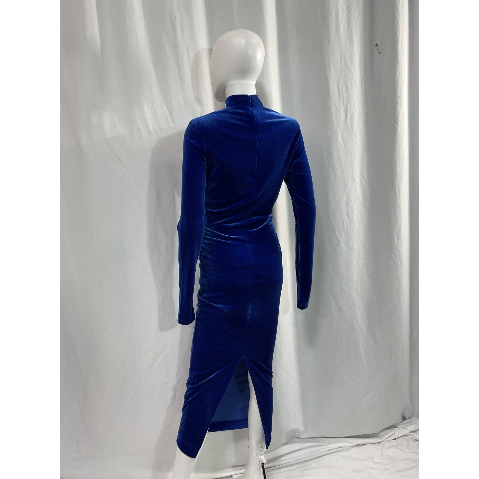 Essentiel Antwerp 'Erita' Blue Velvet Mockneck Midi Dress Size 1