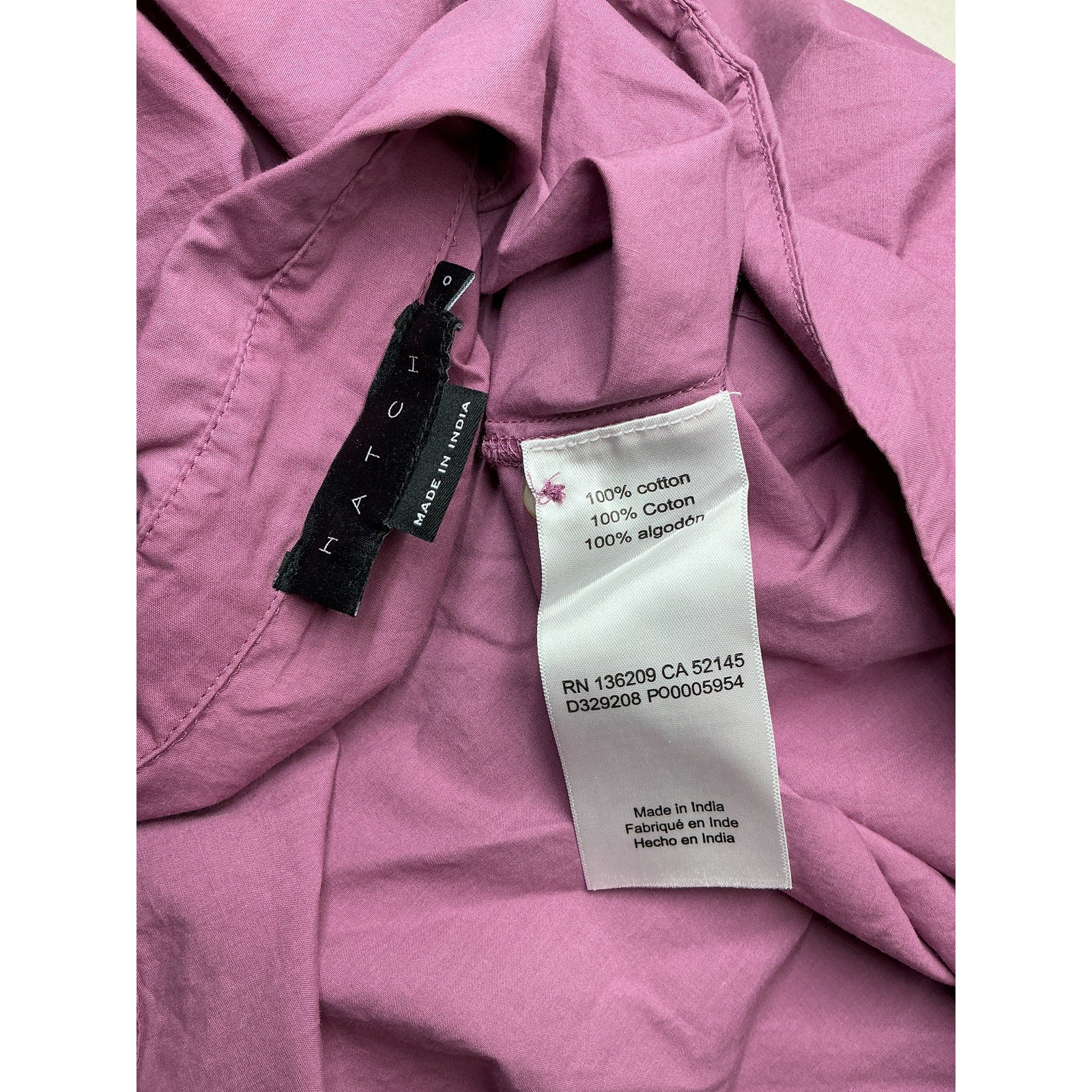 Hatch 'The Silvina' Purple Cotton Dress Size 0