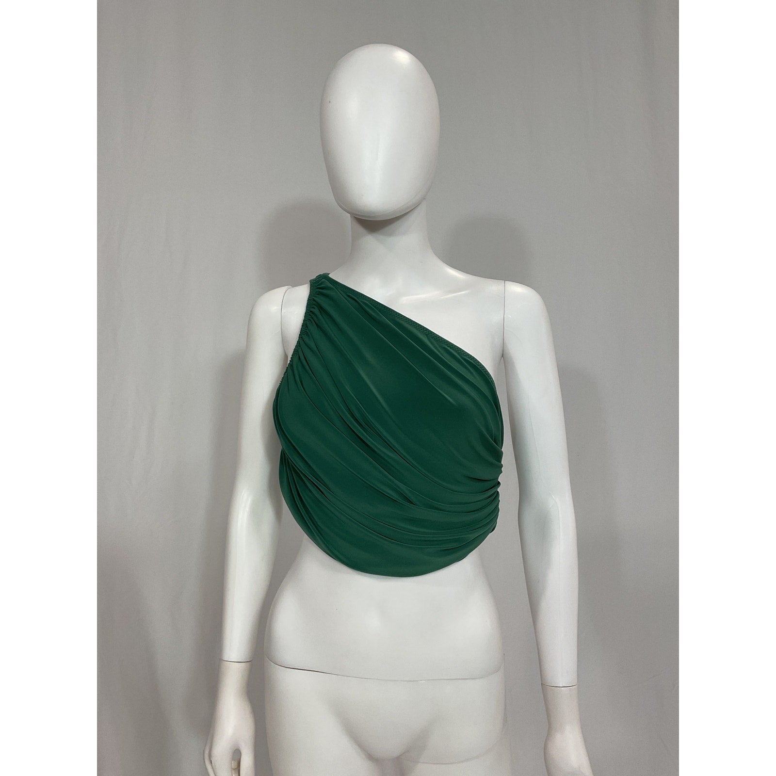 Norma Kamali 'Diana' Green One Shoulder Top Size S