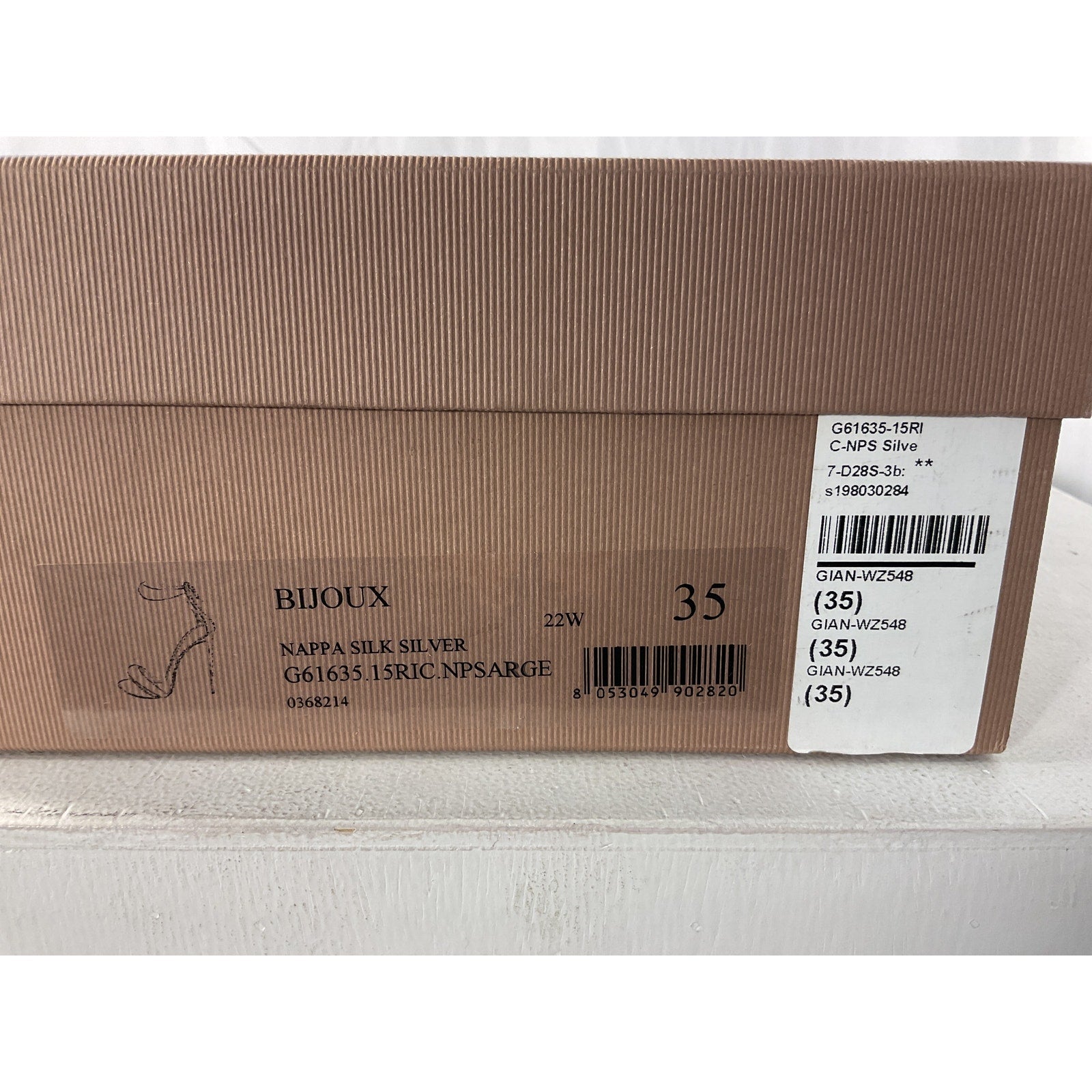 Gianvito Rossi 'Bijoux' Silver Leather Heels Size 5