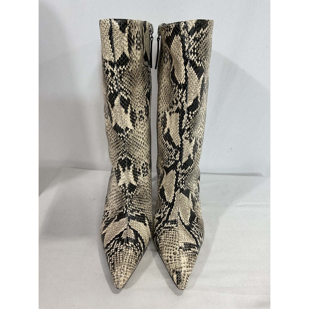 Schutz 'Mary' Black Snake Print Leather Stiletto Heel Size 7
