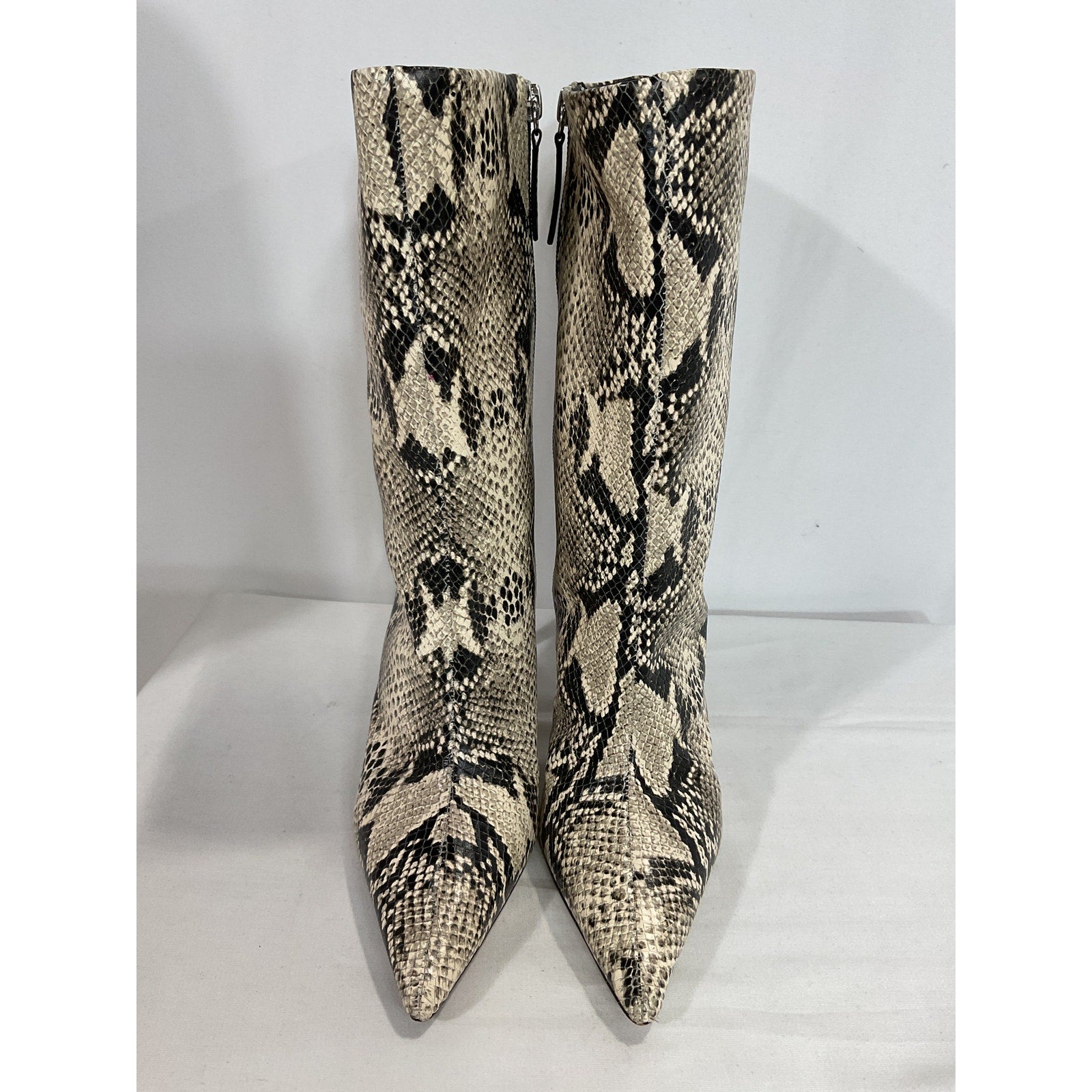 Schutz 'Mary' Black Snake Print Leather Stiletto Heel Size 7