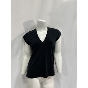 Frame 'Le' Black Cotton Mid Rise V-Neck T-Shirt Size XS