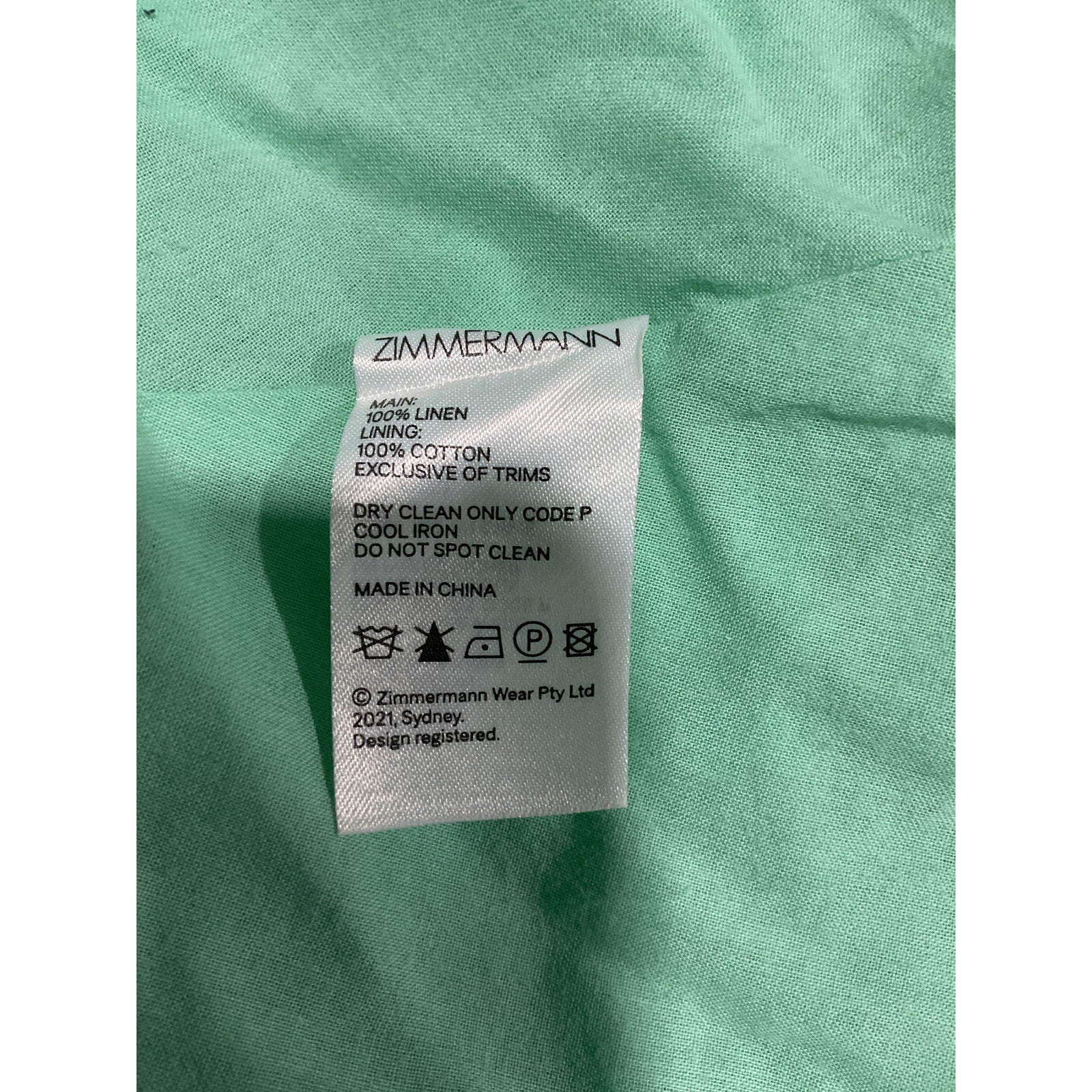 Zimmermann 'Nina' Green Linen Cut Out Mini Dress Size 1