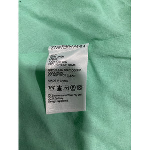 Zimmermann 'Nina' Green Linen Cut Out Mini Dress Size 1