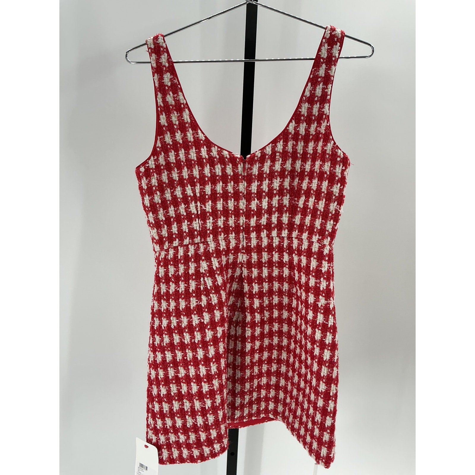 Self-Portrait 'Checked' Red Polyester Boucl� Minidress Size 10 - NWT