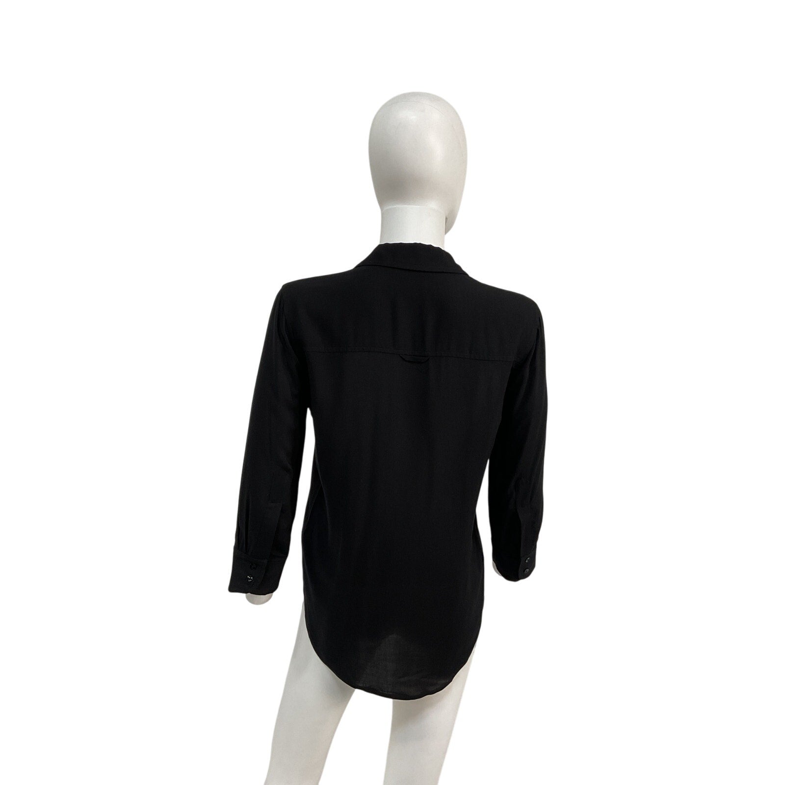 L'Agence Black Viscose Ryan Three-Quarter Sleeve Blouse Size S