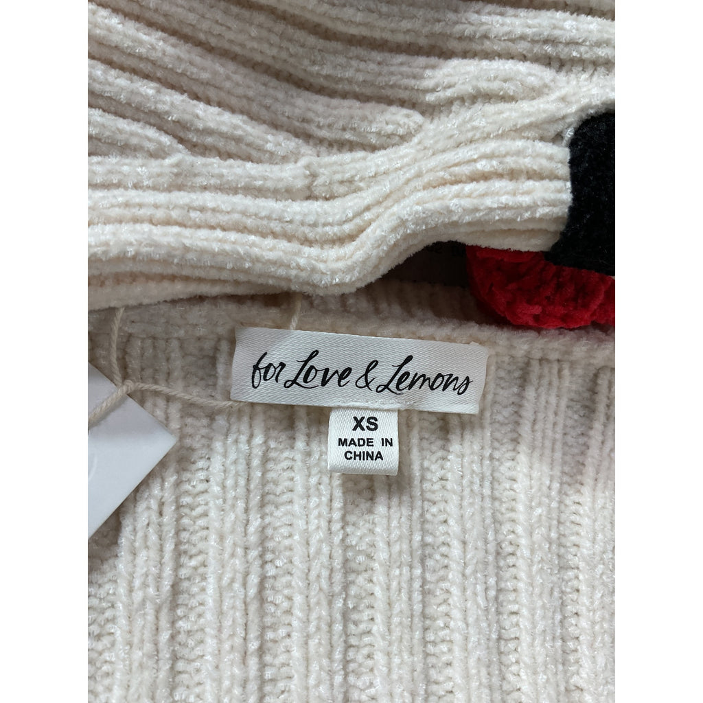 For Love & Lemons 'Roxana' White Rosette Applique Cardigan Size XS - NWT