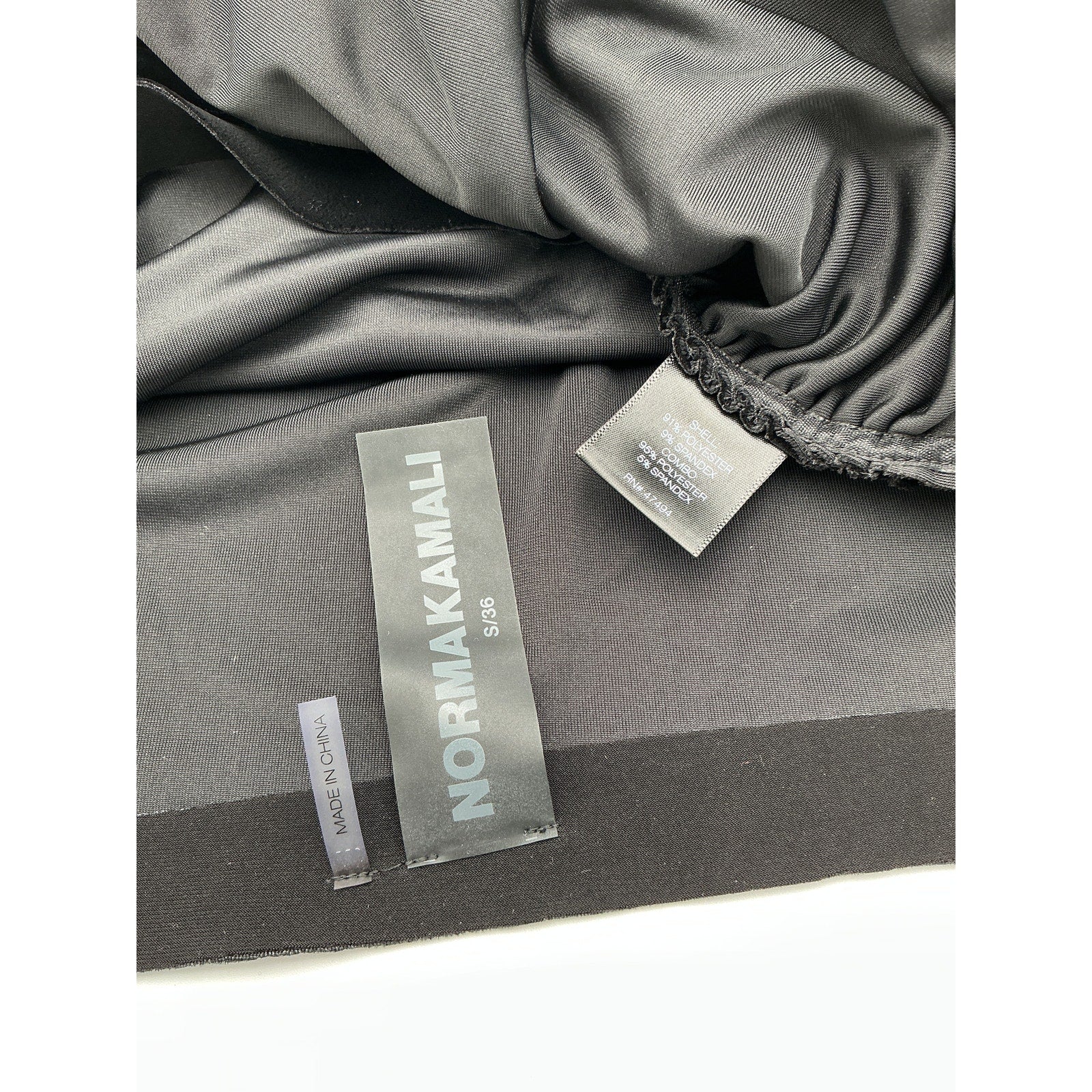 Norma Kamali Black Polyester Drop Shoulder Side Drape Gown Size S