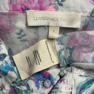 Loveshackfancy Cropped White & Pink Triste Shirt Size M