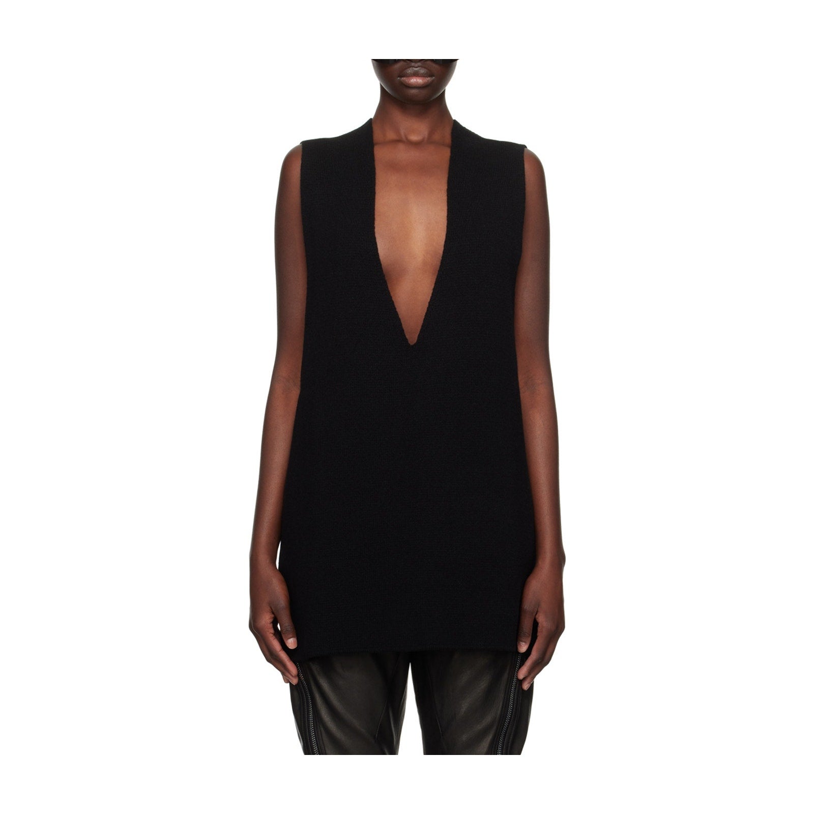 Rick Owens V-Neck Black Tank Top Size OS - NWT