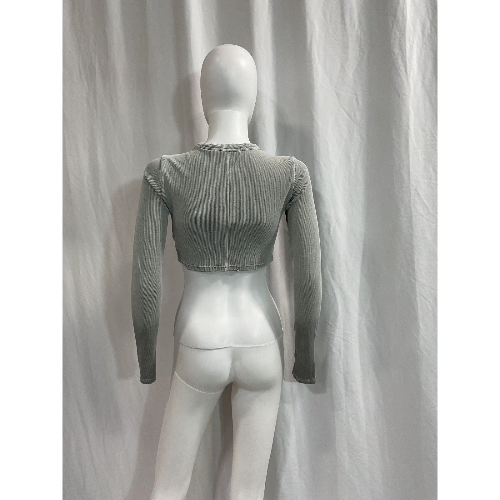 Alexander Wang 'Distressed' Grey Edge Long Sleeve Tee Size S