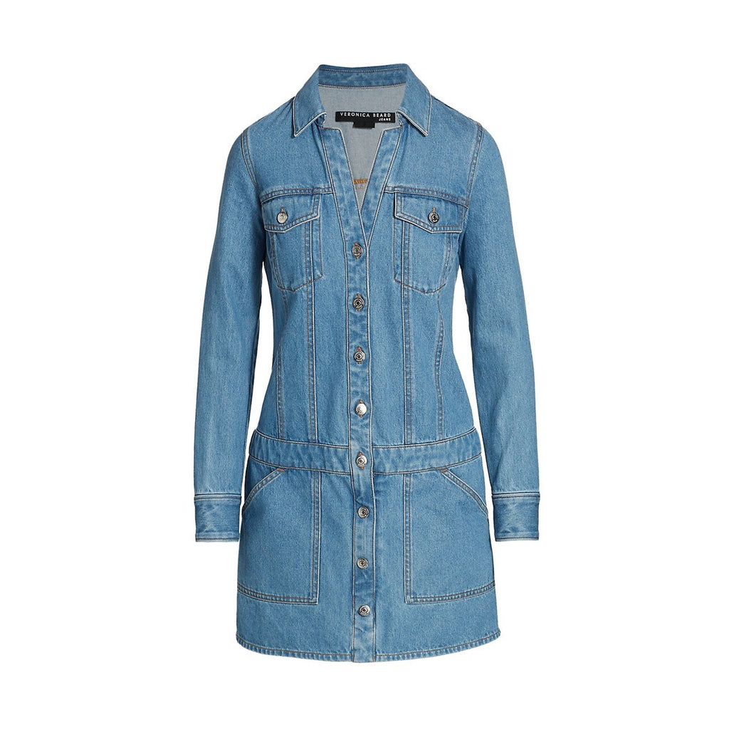 Veronica Beard 'Cicely' Blue Cotton Drop-Waist Denim Dress Size XS