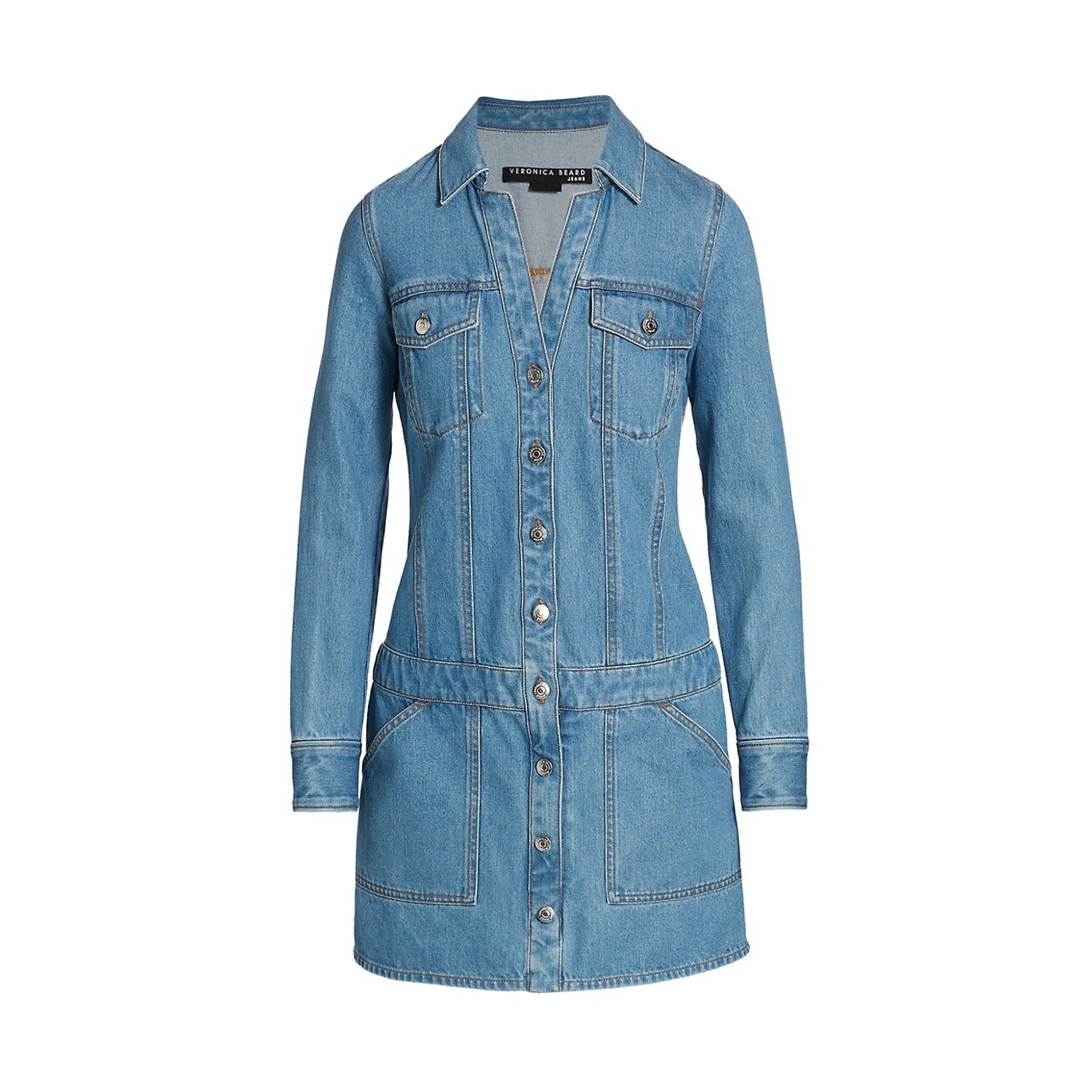 Veronica Beard 'Cicely' Blue Cotton Drop-Waist Denim Dress Size XS