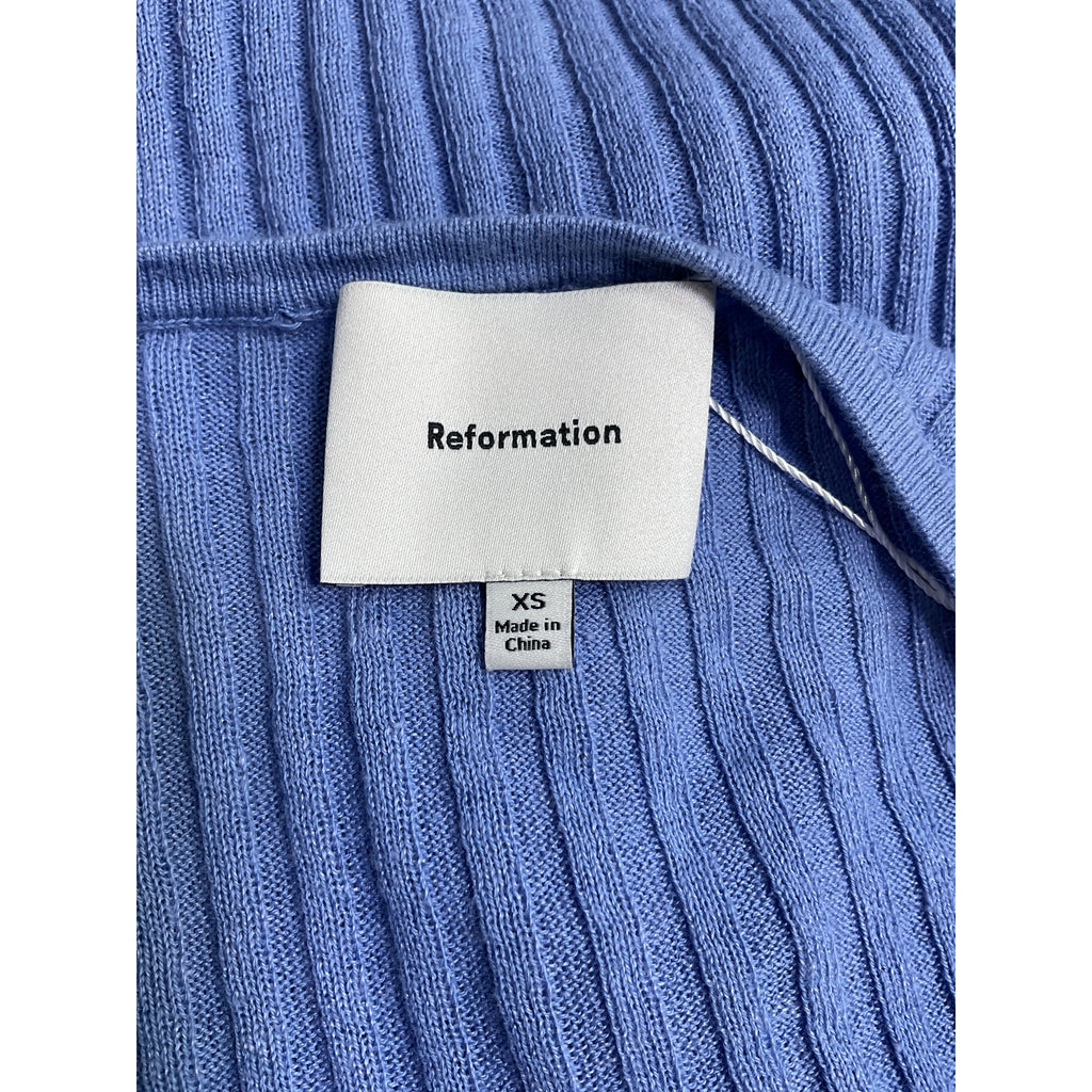 Reformation 'Celia' Blue Linen Cotton Cardigan Size XS