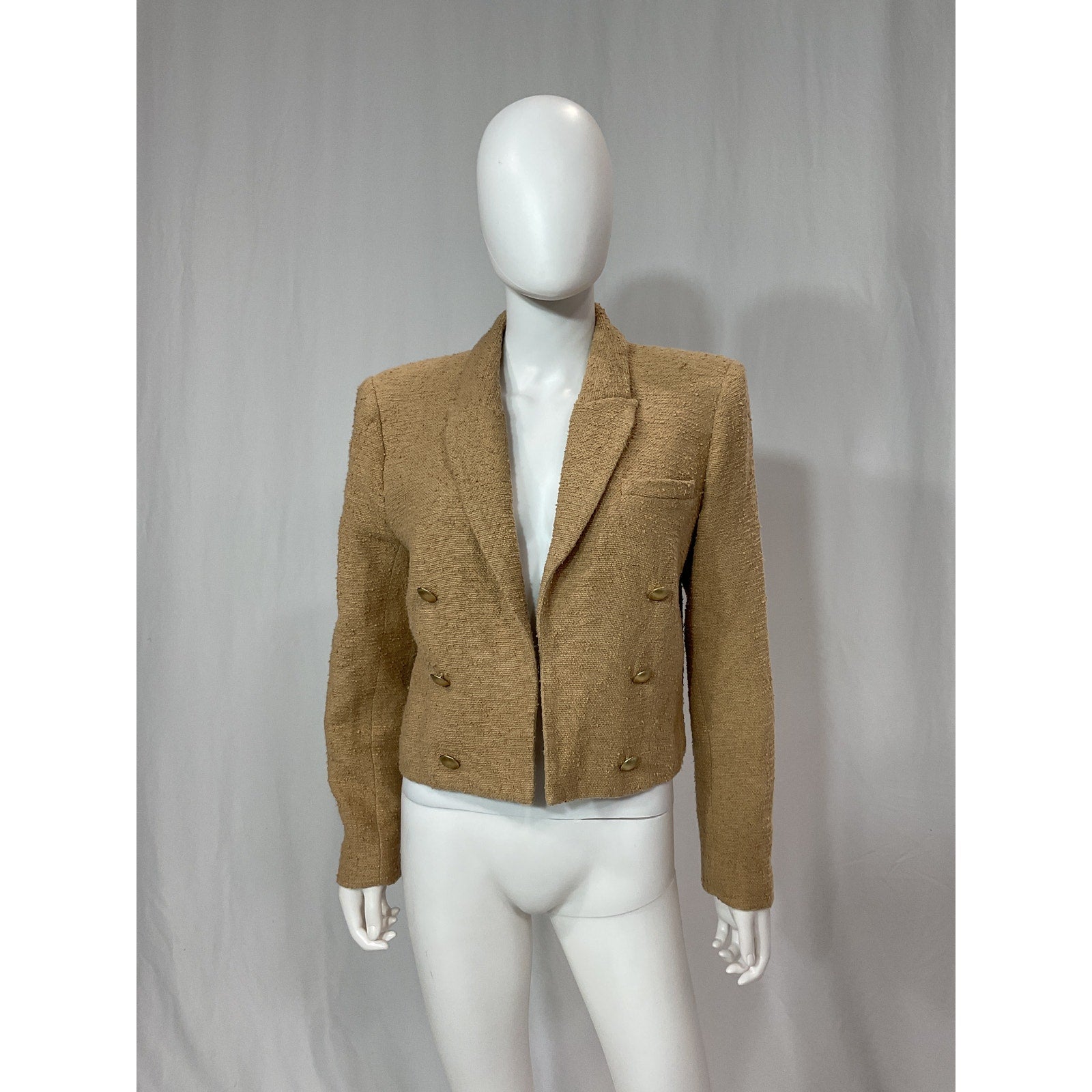 L'Agence 'Inez' Tan Tweed Blazer Size 12
