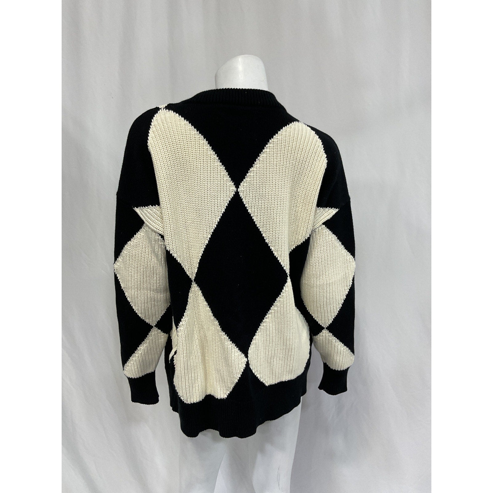 Pistola Denim 'Evelyn' Black V Neck Diamond Pattern Cardigan Size XS