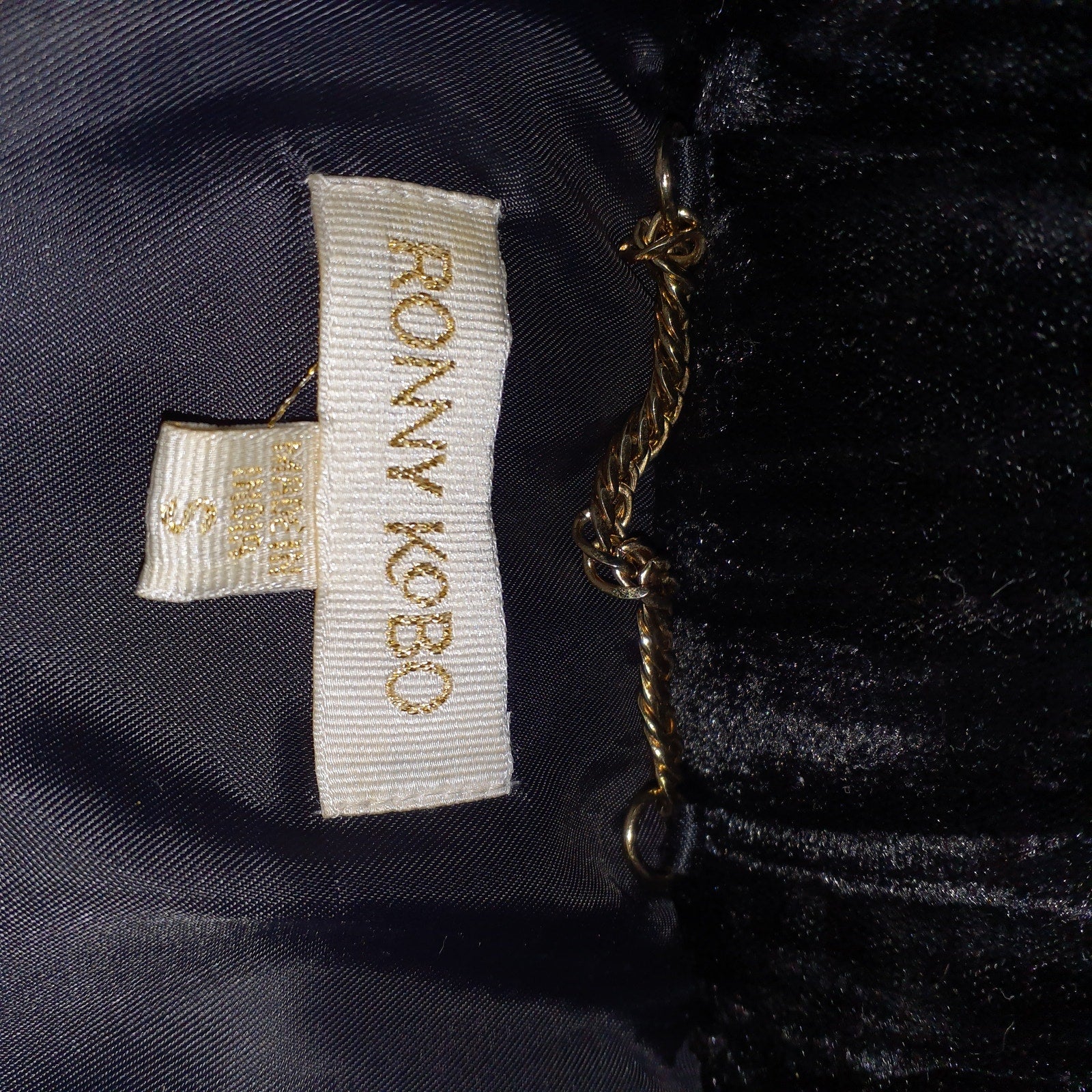 Ronny Kobo 'Sagen' Black Velvet Cropped Puffer Jacket Size S
